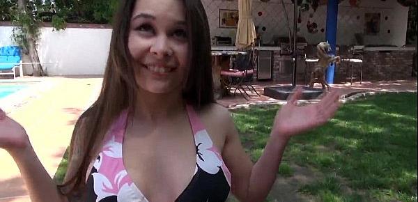  ShesNew Hot brunette teen Mika Sparx tight pussy hardcore POV fucking outdoors